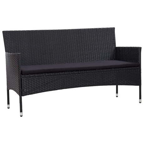 Vidaxl tuinbank 3-zits met kussens poly rattan zwart