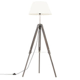 Lampadaire Vidaxl Driepoot 141 cm en teck massif gris et blanc