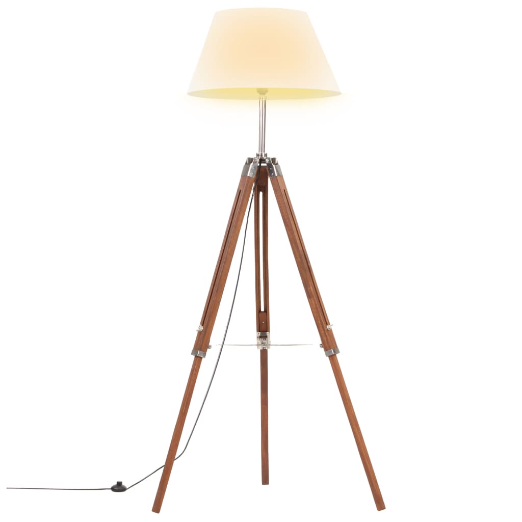 Vidaxl Buedem lamp dripoot 141 cm zolitt Tréine Hunneg a wäiss