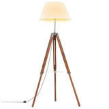 Lampa podłogowa vidaxl Driepoot 141 cm Solid Teak miód brązowy i biały