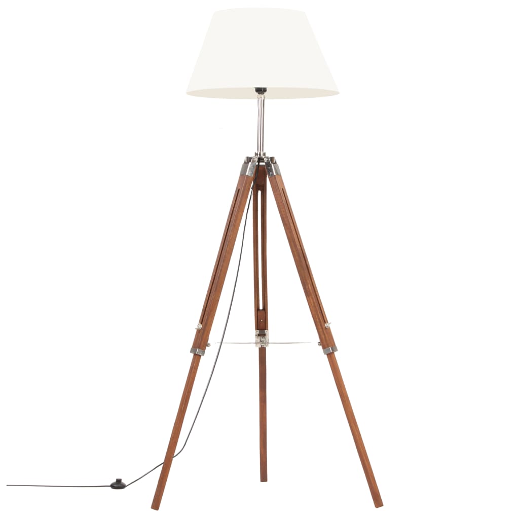 Vidaxl gulvlampe driepoot 141 cm solid teak honningbrun og hvid