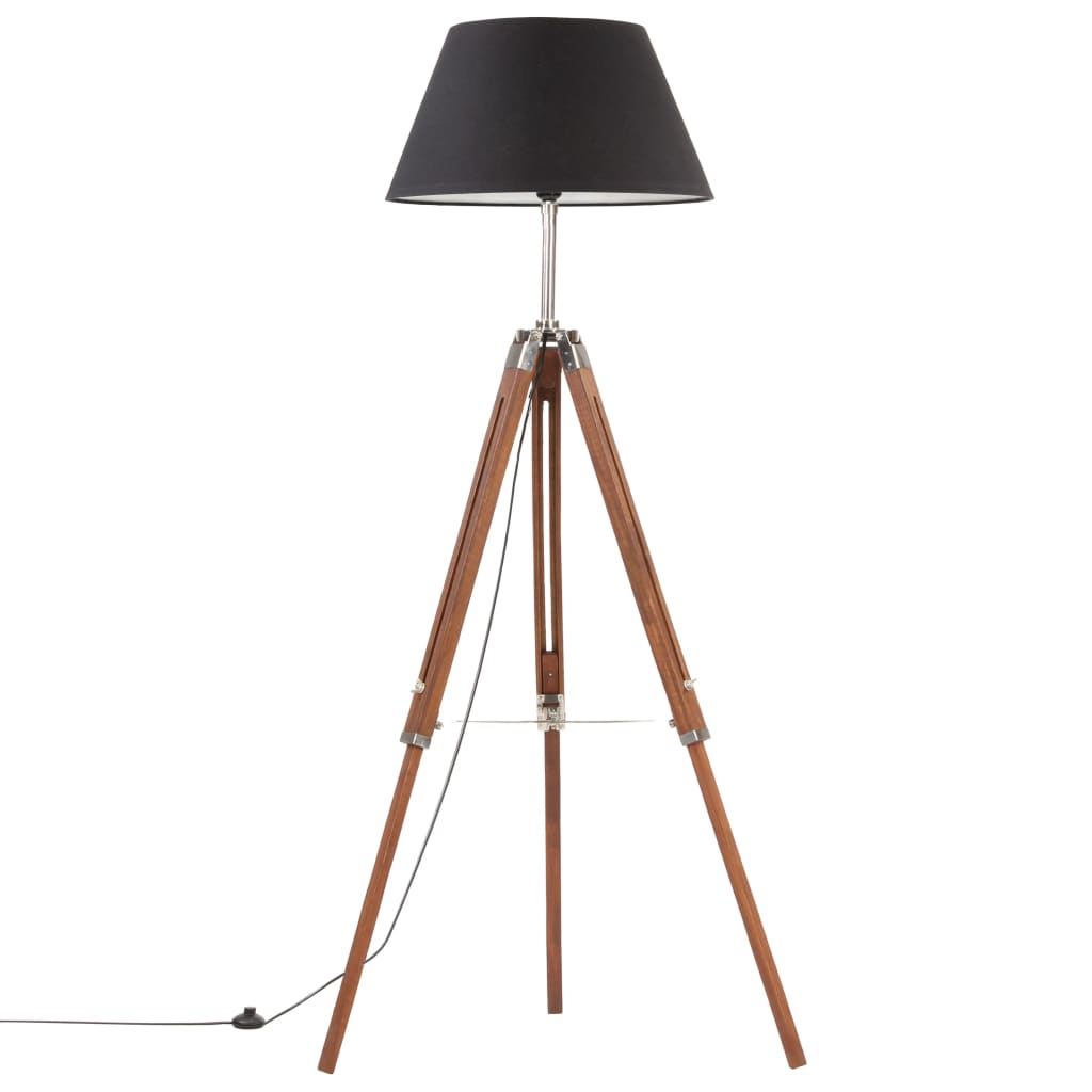 Lampa podłogowa vidaxl Driepoot 141 cm Solid Teak miód brązowy i czarny