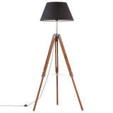 Lampa podłogowa vidaxl Driepoot 141 cm Solid Teak miód brązowy i czarny