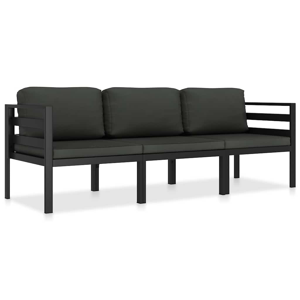 Vidaxl 3-delige loungeset met kussens aluminium antraciet