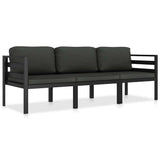 Vidaxl 3-delige loungeset met kussens aluminium antraciet