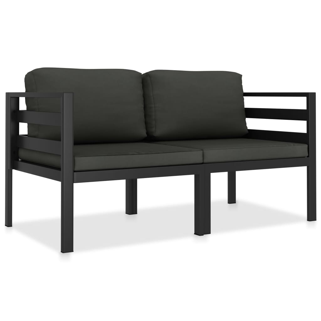 Vidaxl 2-delige loungeset met kussens aluminium antraciet
