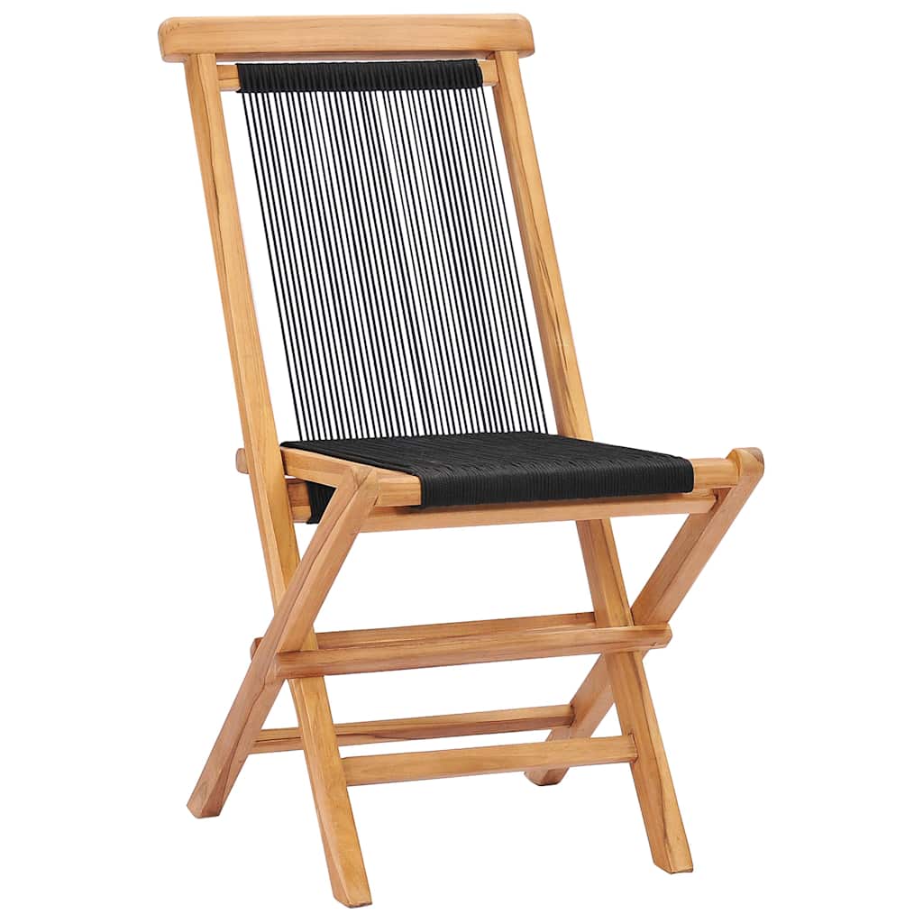 Vidaxl tuinstoelen inklapbaar 2 st massief teakhout en touw