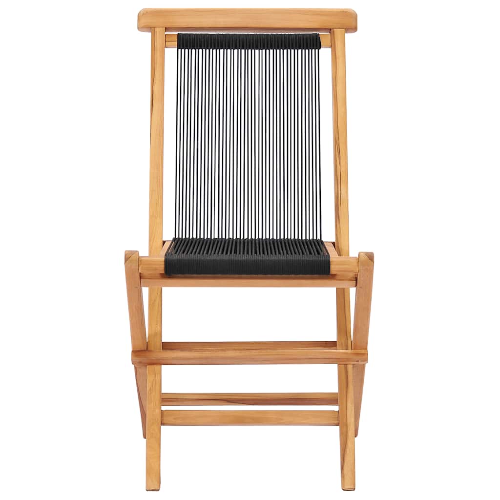 Vidaxl tuinstoelen inklapbaar 2 st massief teakhout en touw