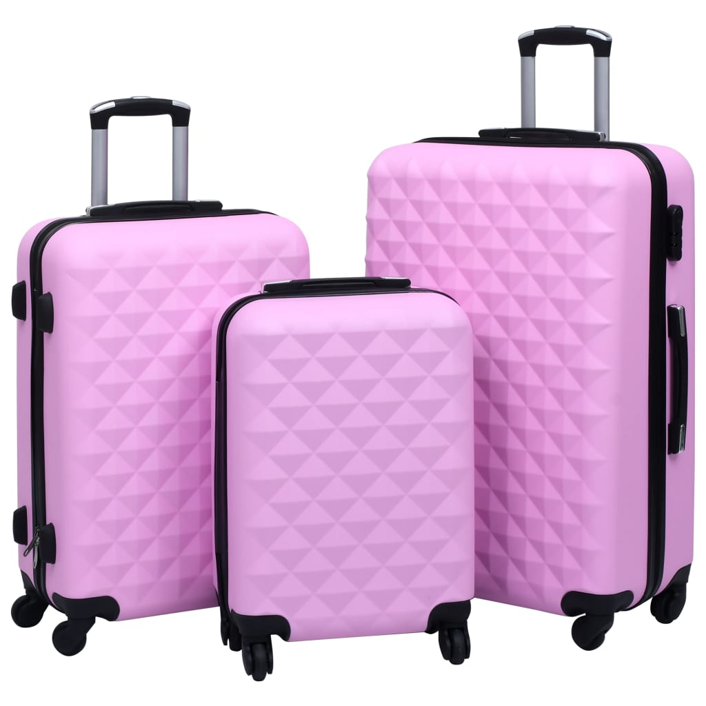 Vidaxl 3-part hard luggage set pink