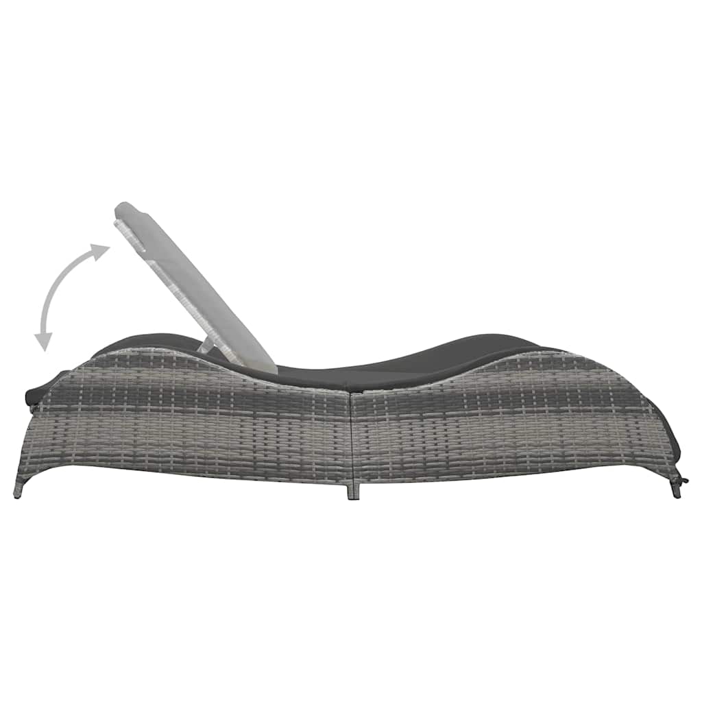 Vidaxl ligbed met kussen poly rattan antraciet