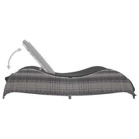 Vidaxl ligbed met kussen poly rattan antraciet