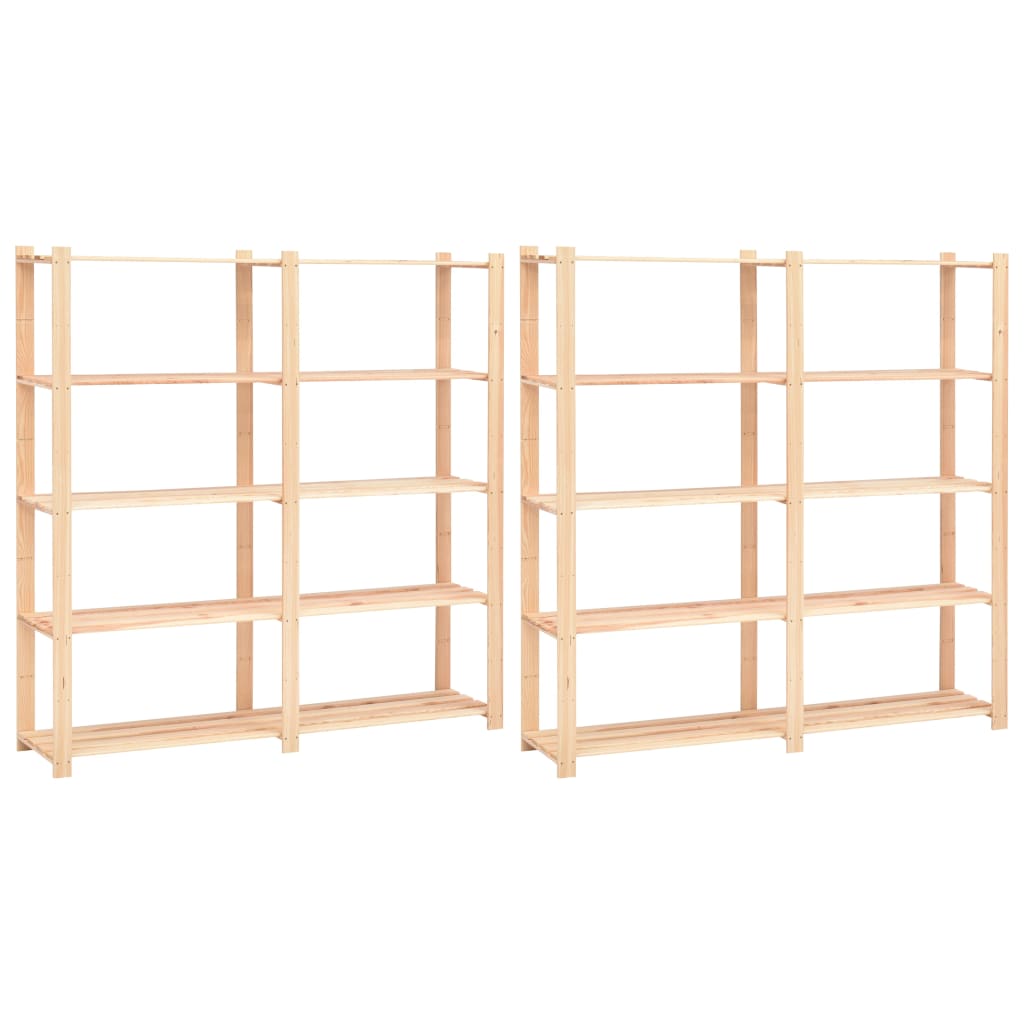 Racks de stockage Vidaxl 5 couches 2 PCS 170x38x170 cm Bois de pin 500 kg