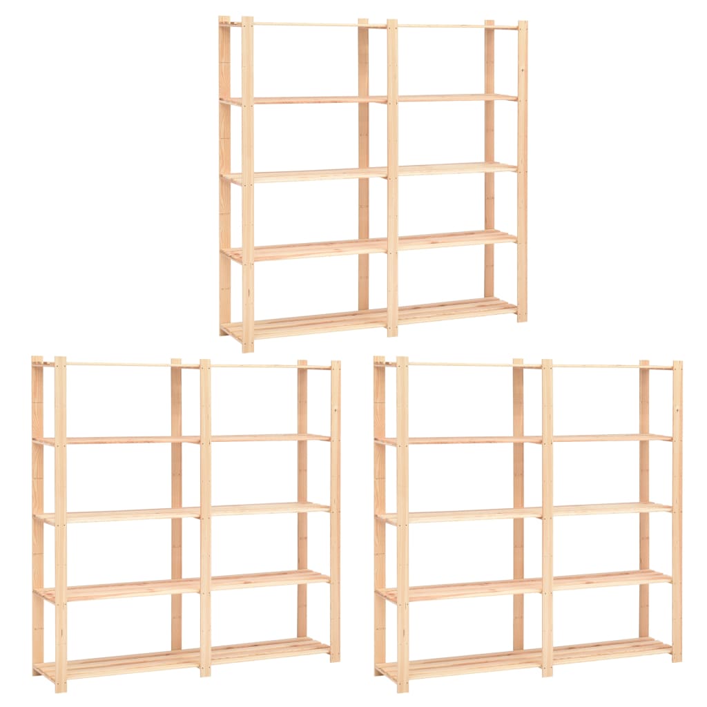 Racks de stockage Vidaxl 5 couches 3 PCS 170x38x170 cm Bois de pin 500 kg