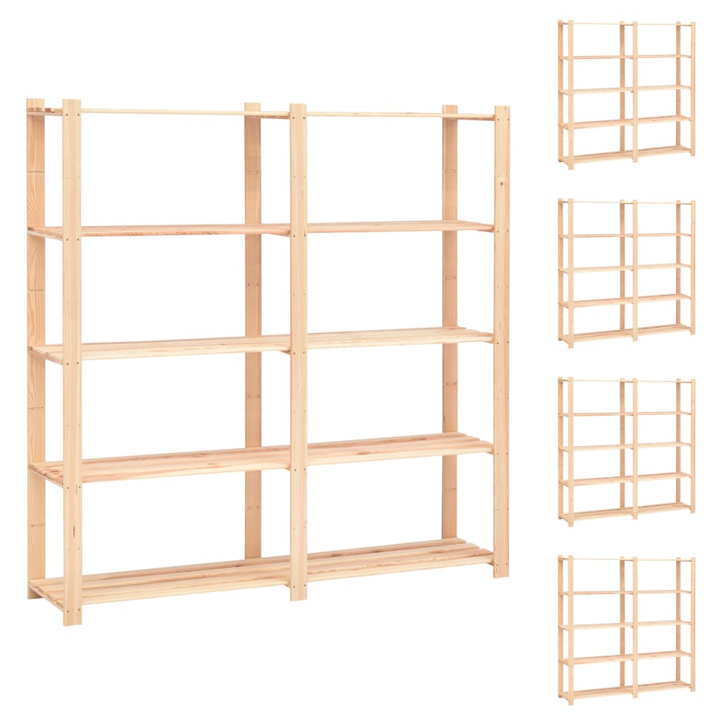 Vidaxl Späichere racks 5-Schichten 5 PC 170x38x170 cm Pine Holz 500 kg