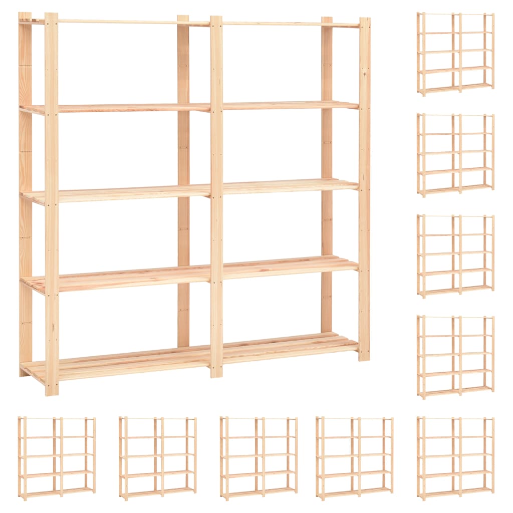 Vidaxl Storage Racks 5-lag 10 pcs 170x38x170 cm fyrretræ 500 kg