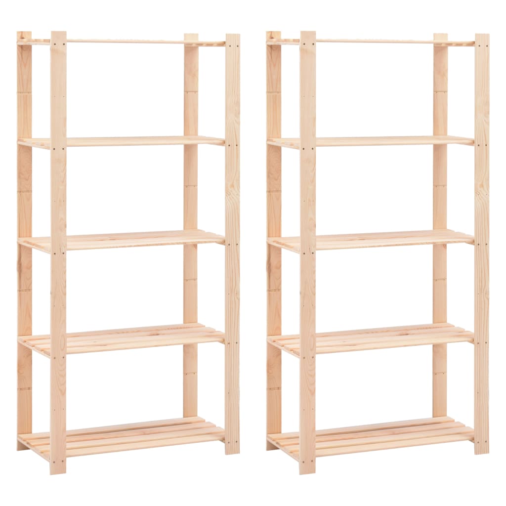 Vidaxl storage racks 5-layer 2 st 80x38x170 cm pine wood 250 kg