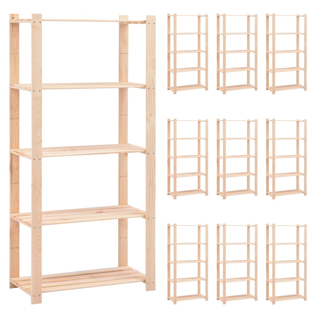 Rack di archiviazione Vidaxl 5 strati 10 ST 80x38x170 cm in legno di pino 250 kg