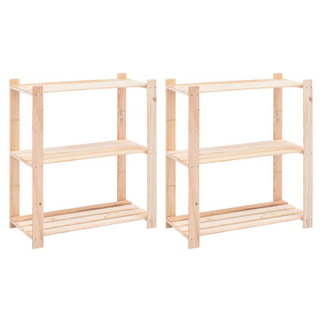Vidaxl opbergrekken 3-laags 2 st 80x38x90 cm massief grenenhout 150 kg