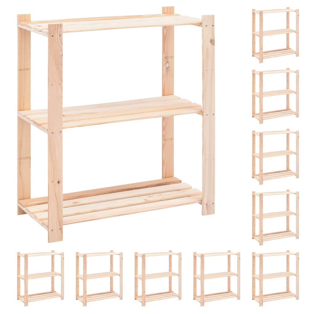 Vidaxl storage racks 3-layer 10 st 80x38x90 cm Pine wood 150 kg