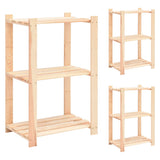 Vidaxl opbergrekken 3-laags 3 st 60x38x90 cm massief grenenhout 150 kg