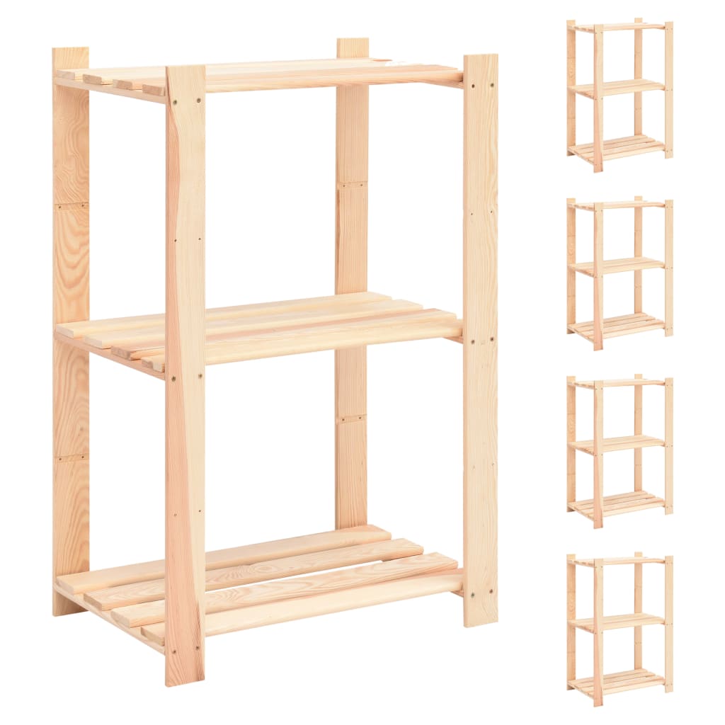 Racks de stockage Vidaxl 3 couches 5 PCS 60x38x90 cm Pine solide 150 kg