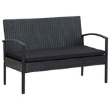 Vidaxl 4-delige loungeset met kussens poly rattan zwart