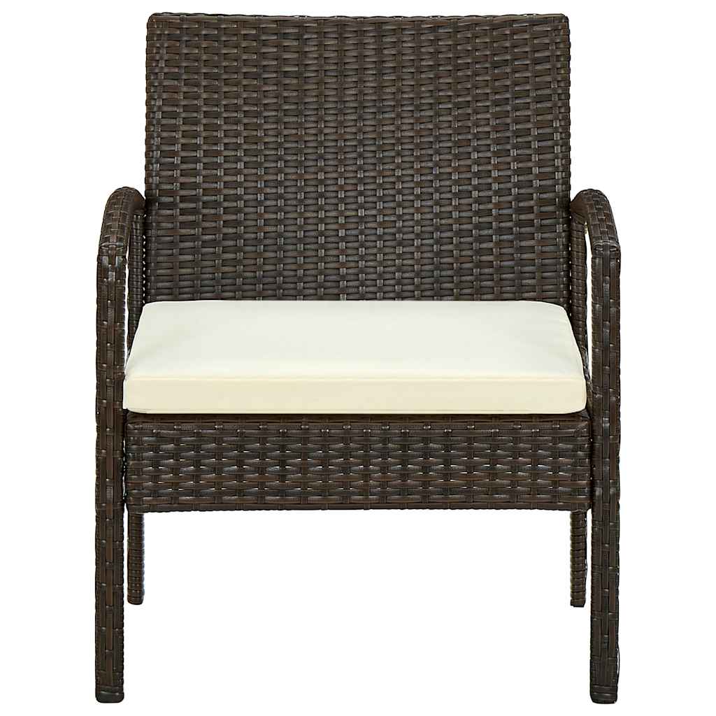 Vidaxl tuinstoel met kussen poly rattan bruin