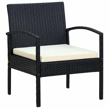 Vidaxl tuinstoel met kussen poly rattan zwart