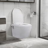 VidaXL Hanging Toilet Borderless With Bidet Function Ceramic White