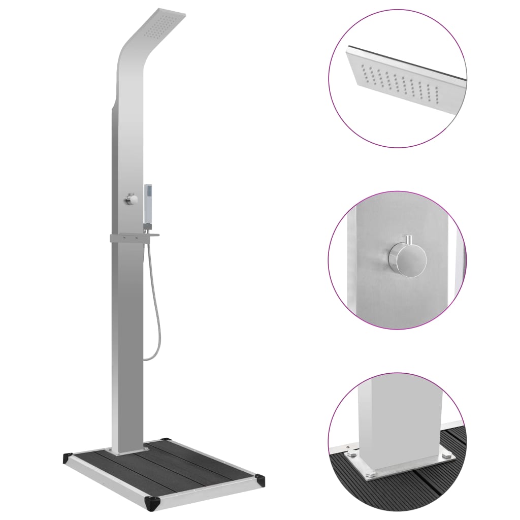 VidaXL Buitendouche met bak HKC roestvrij staal