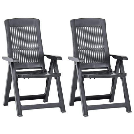 Vidaxl verstelbare klapstoelen, 2 stuks, antracietkleurig kunststof