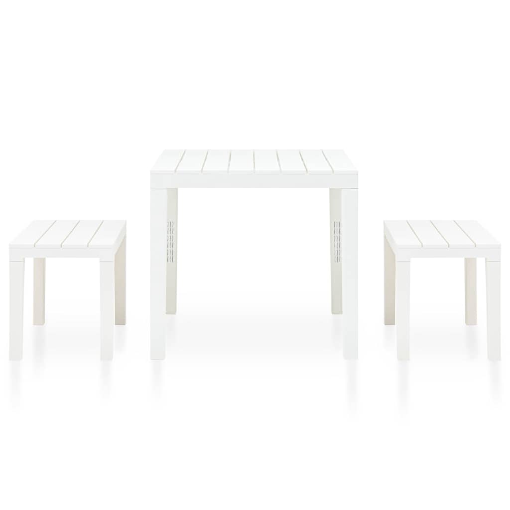 Vidaxl tuintafel met 2 banken kunststof wit