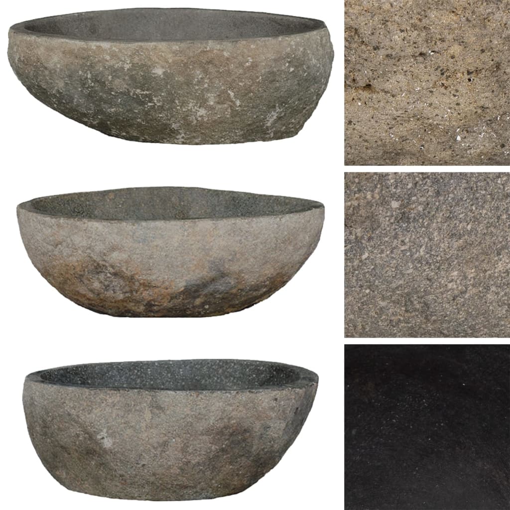 Vidaxl Washbasin Oval (29-38) X (24-31) CM River Stone