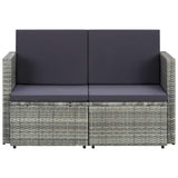 Vidaxl tuinbank 2-zits met kussens poly rattan grijs