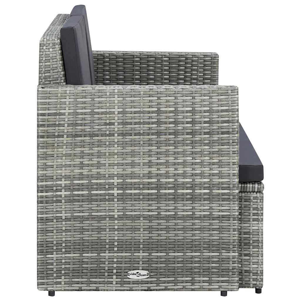 Vidaxl tuinbank 2-zits met kussens poly rattan grijs