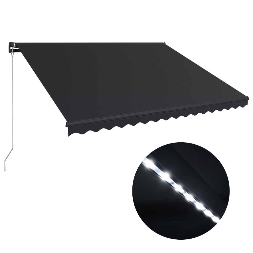 Vidaxl Luifel se puede extender manualmente con antracita LED 400x300 cm