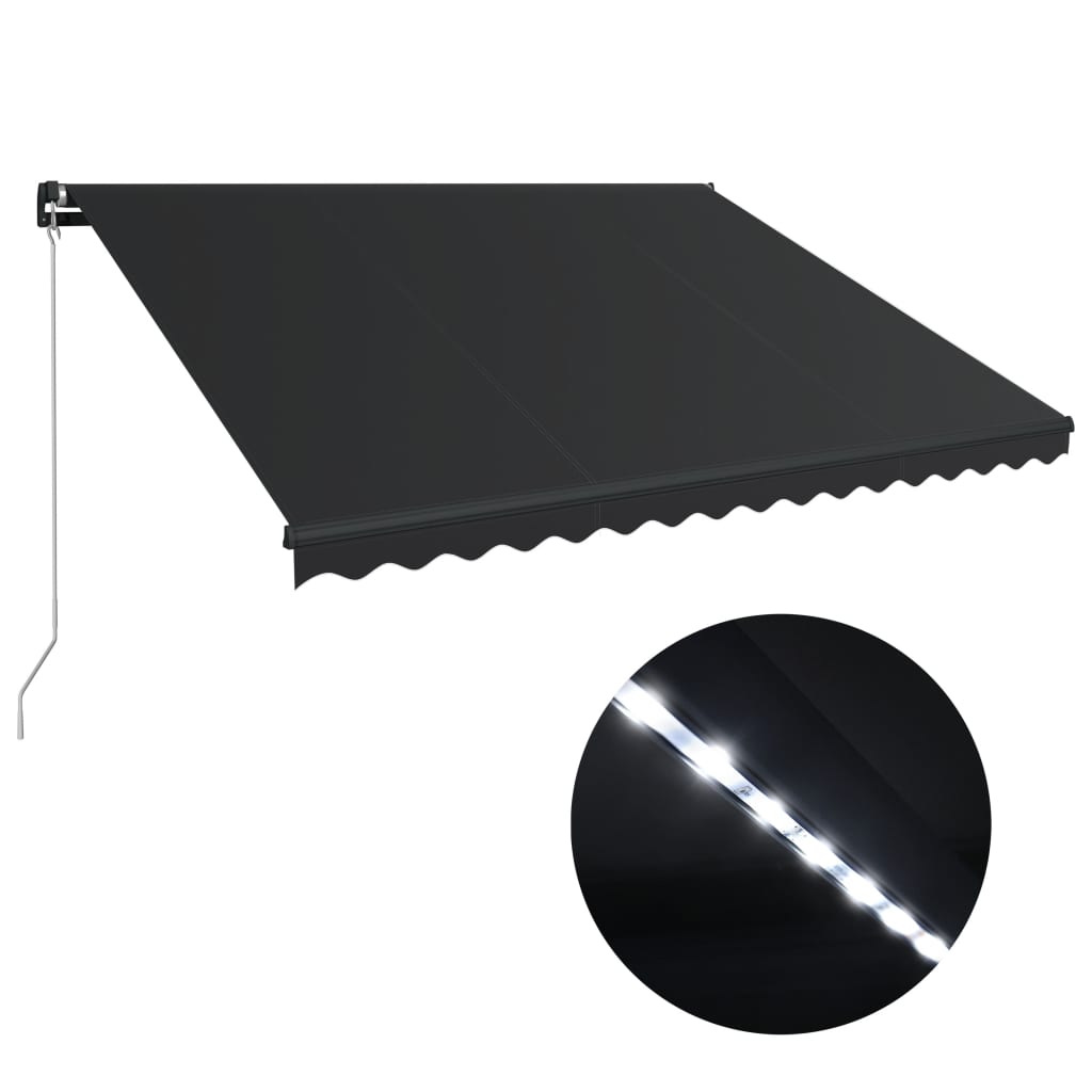 Vidaxl Luifel manually extendable with LED 450x300 cm anthracite