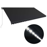 Vidaxl Luifel manuelt utvides med LED 600x300 cm Anthracite