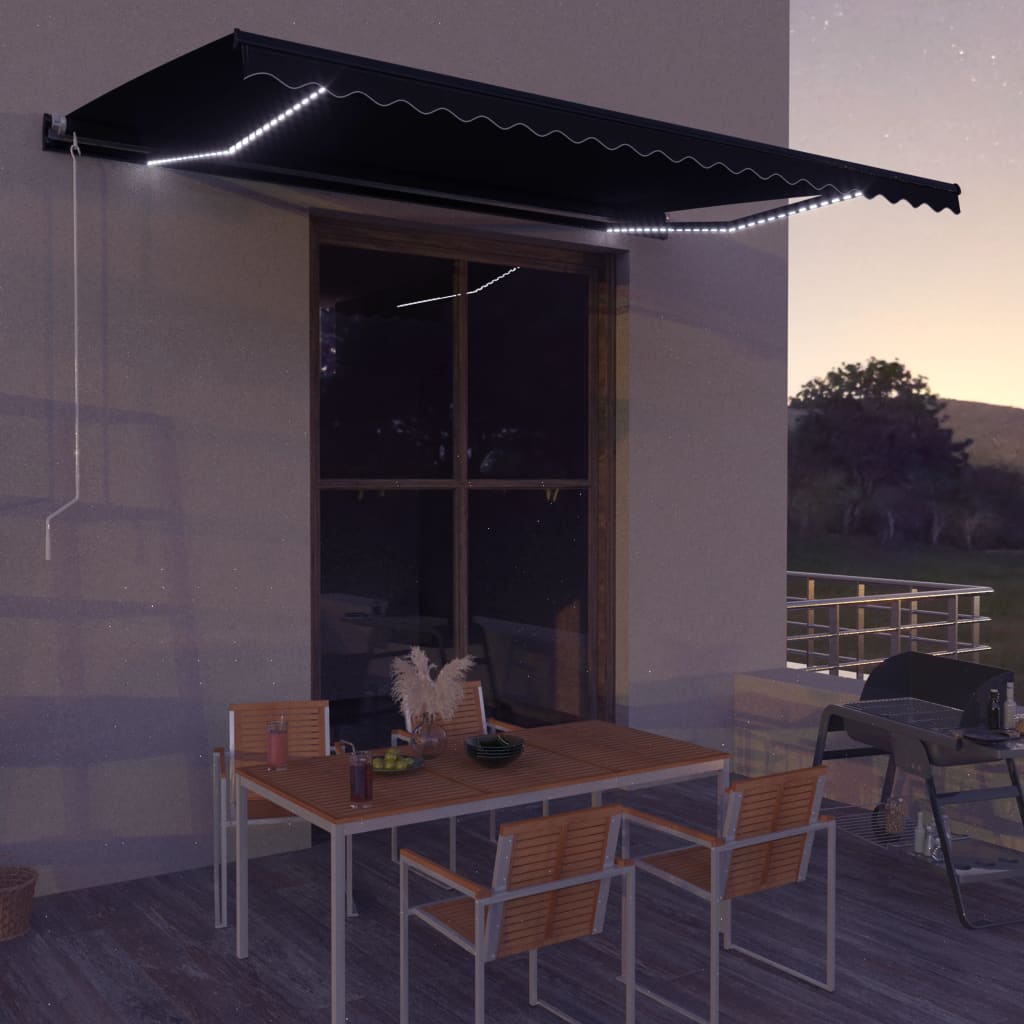 Vidaxl Luifel extendable with wind sensor and LED 600x300 cm anthracite