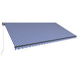 Vidaxl Luifel manually extendable with LED 600x300 cm blue and white