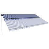 Vidaxl Luifel manually extendable with LED 600x300 cm blue and white