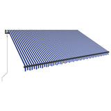 VidaXL Luifel met windsensor en LED 500x300 cm blauw en wit