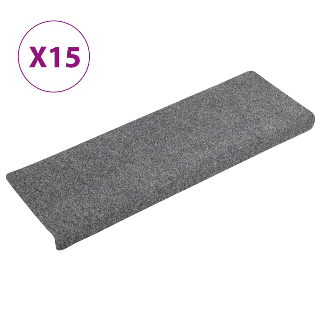 Vidaxl stair mats 15 st 65x21x4 cm needle felt light gray