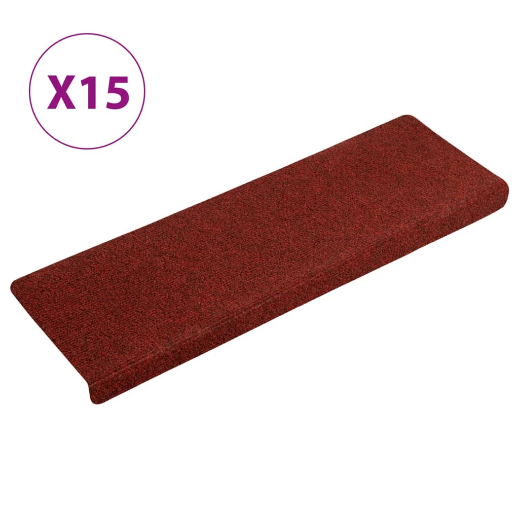 Vidaxl stair mats 15 st 65x21x4 cm needle felt red