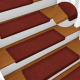 Vidaxl stair mats 15 st 65x21x4 cm needle felt red