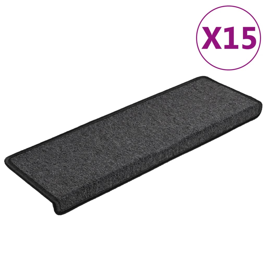 Vidaxl Stair Mats 15 St 65x21x4 cm Anthracite