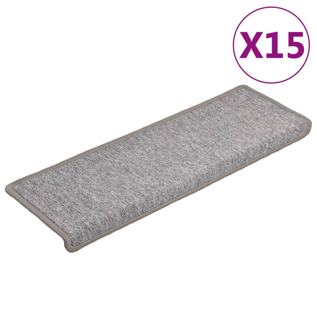 Esteras de escalera de Vidaxl 15 st 65x21x4 cm gris claro