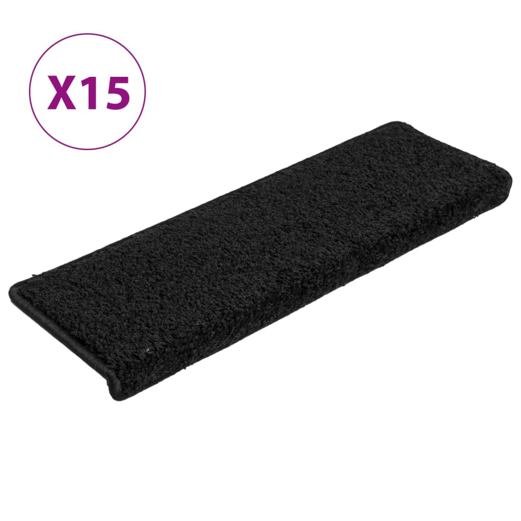 Vidaxl stair mats 15 st 65x21x4 cm black