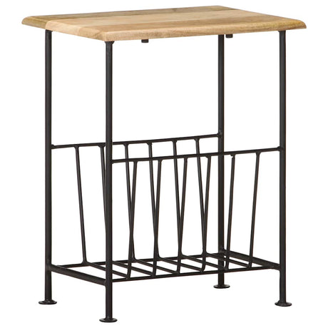 Vidaxl tijdschriftenrek 40x30x50 cm massief mangohout en staal