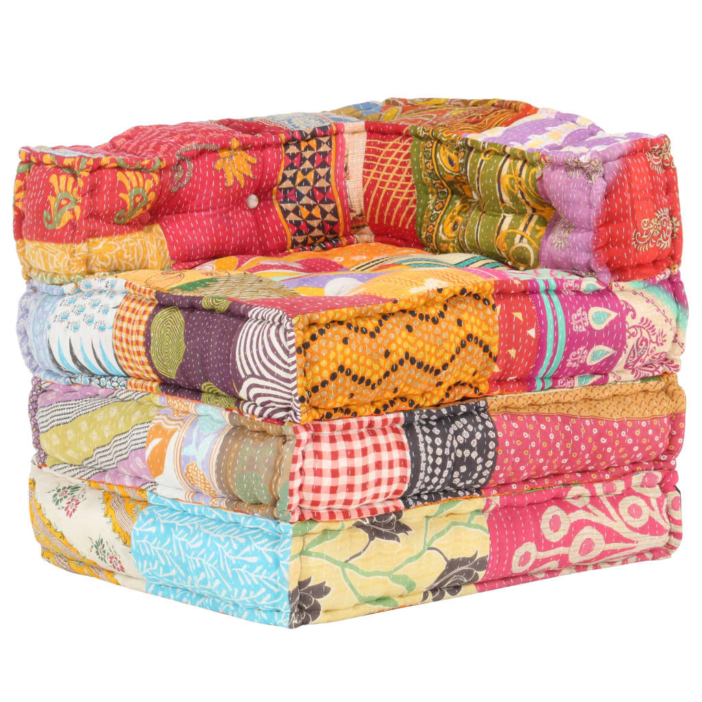 Vidaxl Pouf Patchwork en tissu modulaire